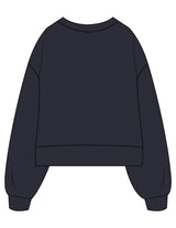 The Womens Heavyweight Crop - Navy - Rebel Ride - Left Chest Icon - Printed - Blue