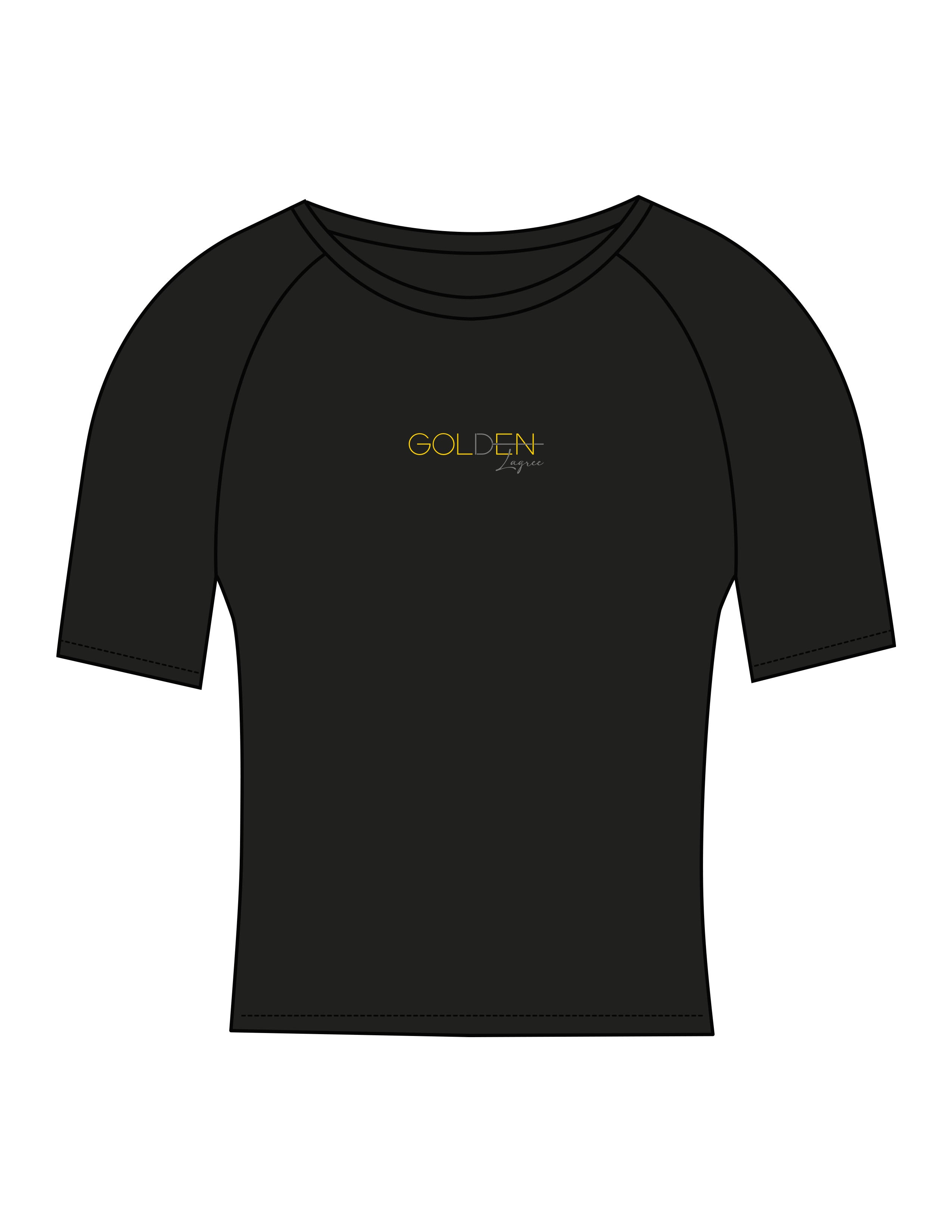 The Short Sleeve Crop - Black - Golden Lagree - Center Chest Stacked - Printed - Full Color
