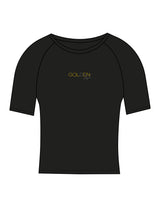The Short Sleeve Crop - Black - Golden Lagree - Center Chest Stacked - Printed - Full Color