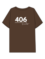 The Mens Boxy Tee - Walnut - 406 Performance Studio - Chest Stacked & Back Stacked - Printed - White