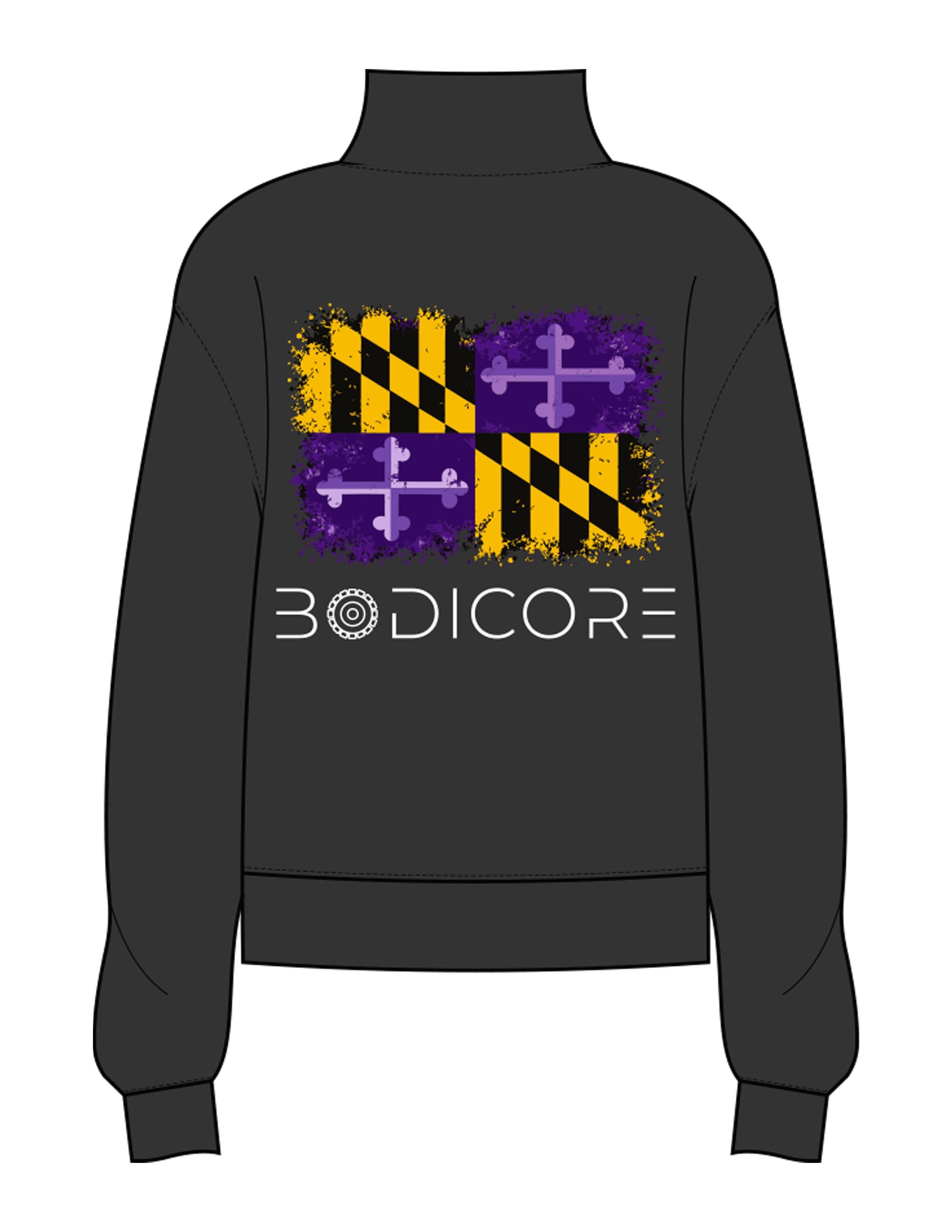 The Womens 1/4 Zip - Washed Black - Bodicore - Left Chest & Full Back - Printed - Full Color