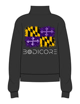 The Womens 1/4 Zip - Washed Black - Bodicore - Left Chest & Full Back - Printed - Full Color