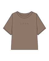 The Crop Terry Tee - Cacao - Lava - Center Chest Stacked - Embroidered - Tone on Tone