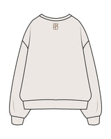 The Womens Crewneck - Bone - The Oak Method - Center Chest Stacked & Back Neckline - Printed - Brown