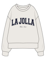 The Womens Crewneck - Bone - Platform - Center Chest Arc Stacked - Printed - Navy