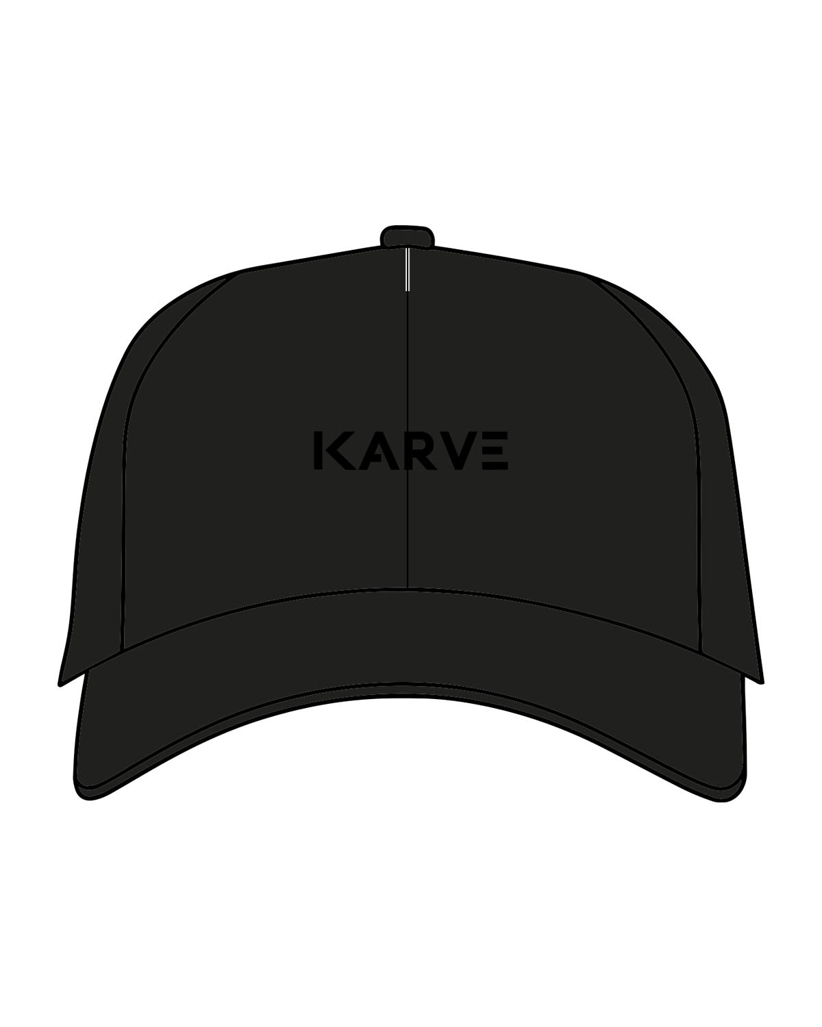 The Dad Hat - Black - Karve Lagree Fit - Center Crown - Embroidered - Tone on Tone