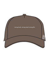 The Canvas Cap - Walnut - Komo Studio - Center Crown & Left Near Front Side - Embroidered - White