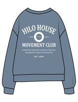 The Midweight Unisex Crewneck - Washed Slate - HiLo - Center Chest & Back Stacked - Printed - White