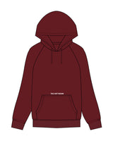 The Mens Classic Hoodie - Maroon - The Hot Room - Above Center Pocket - Embroidered - White