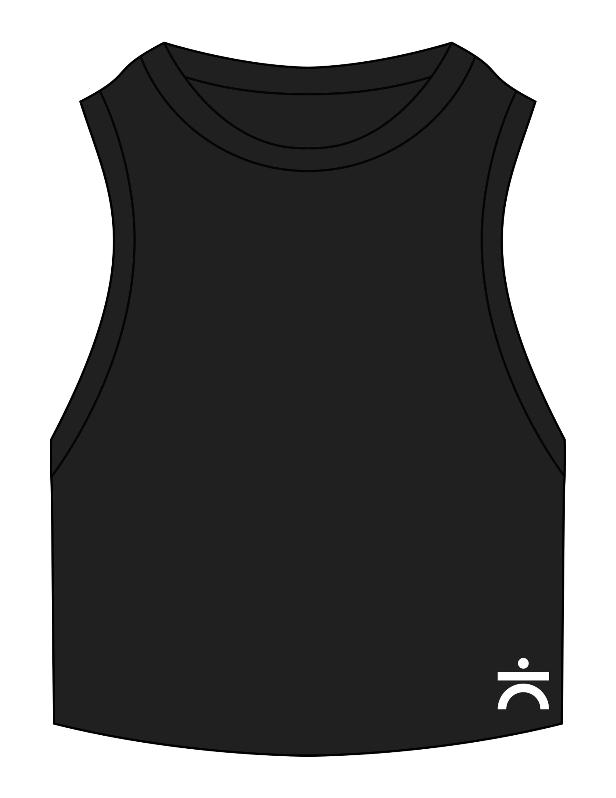 The Ribbed Crop Tank - Black - enCore Pilates - Front Bottom Left - EMB - White