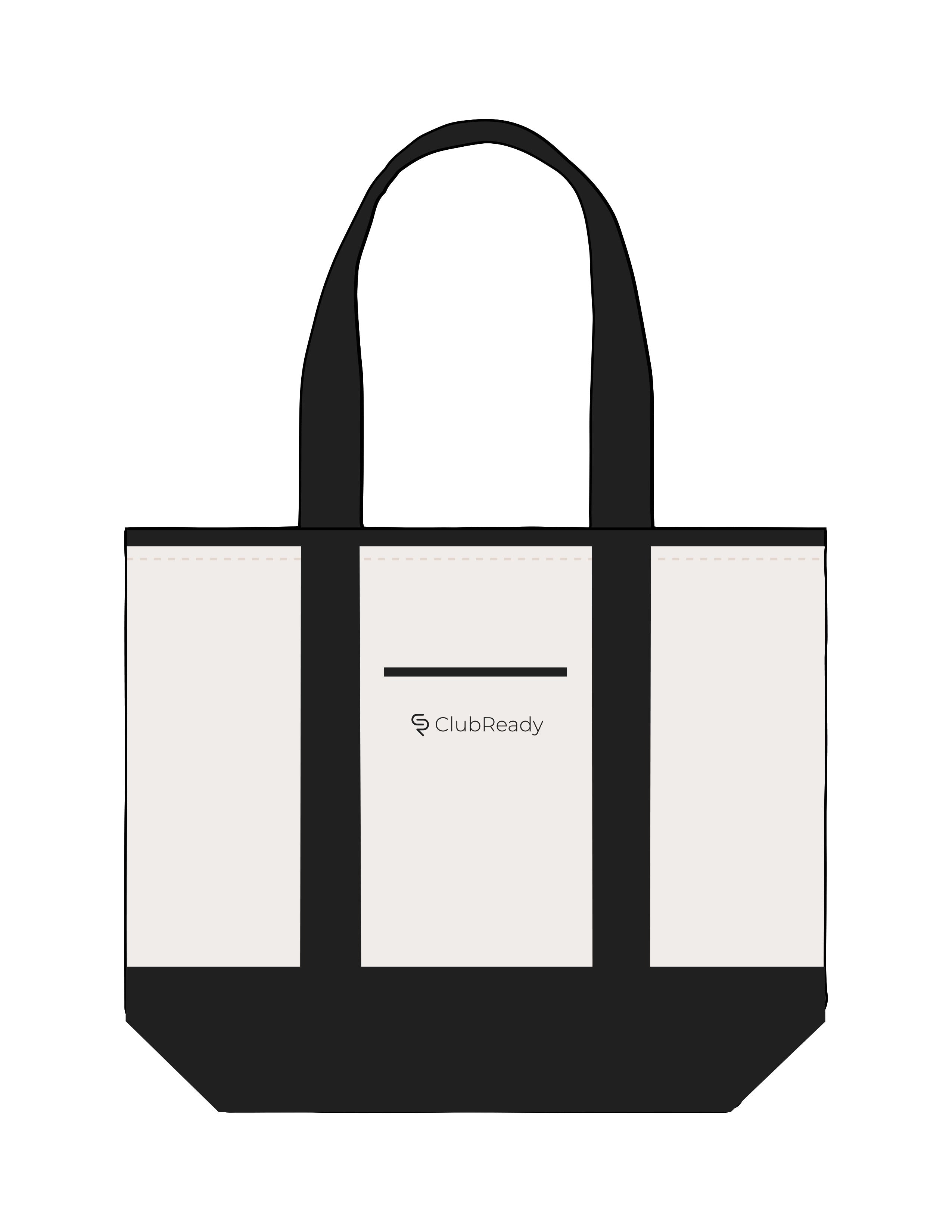 The Contrast Tote Bag - Natural / Black - Club Ready - Center Body - EMB - Black