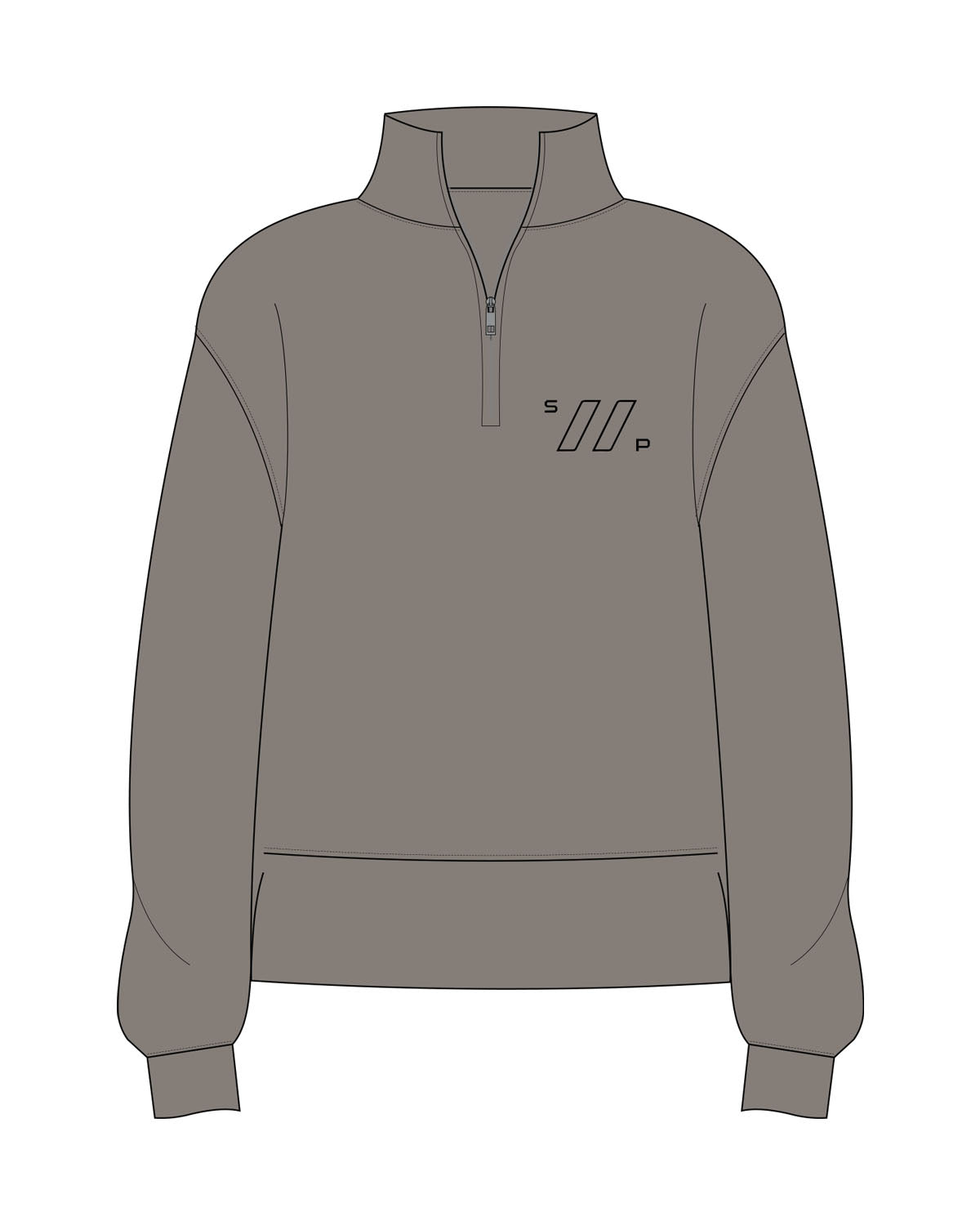The Mens 1/4 Zip - Washed Gray - Hustl Athletic - Left Chest - Printed - Black