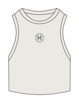The Ribbed Crop Tank - Bone - Marty's Matcha - Center Chest Round - EMB - Green