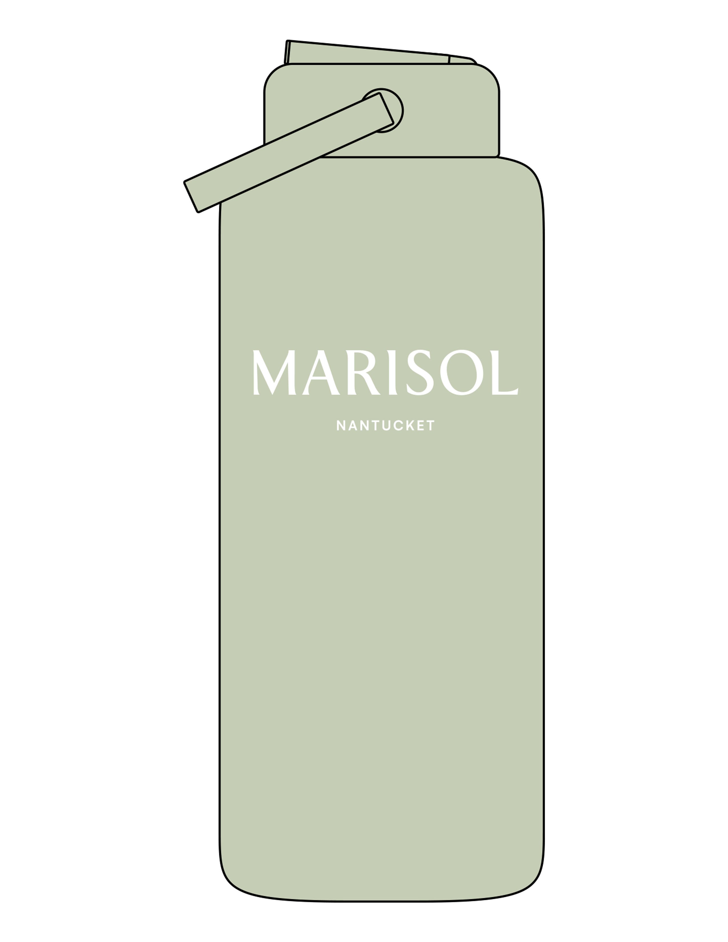 The Wide Mouth Water Bottle - Pistachio - Forme Barre Nantucket - Center Body Stacked - Printed - White