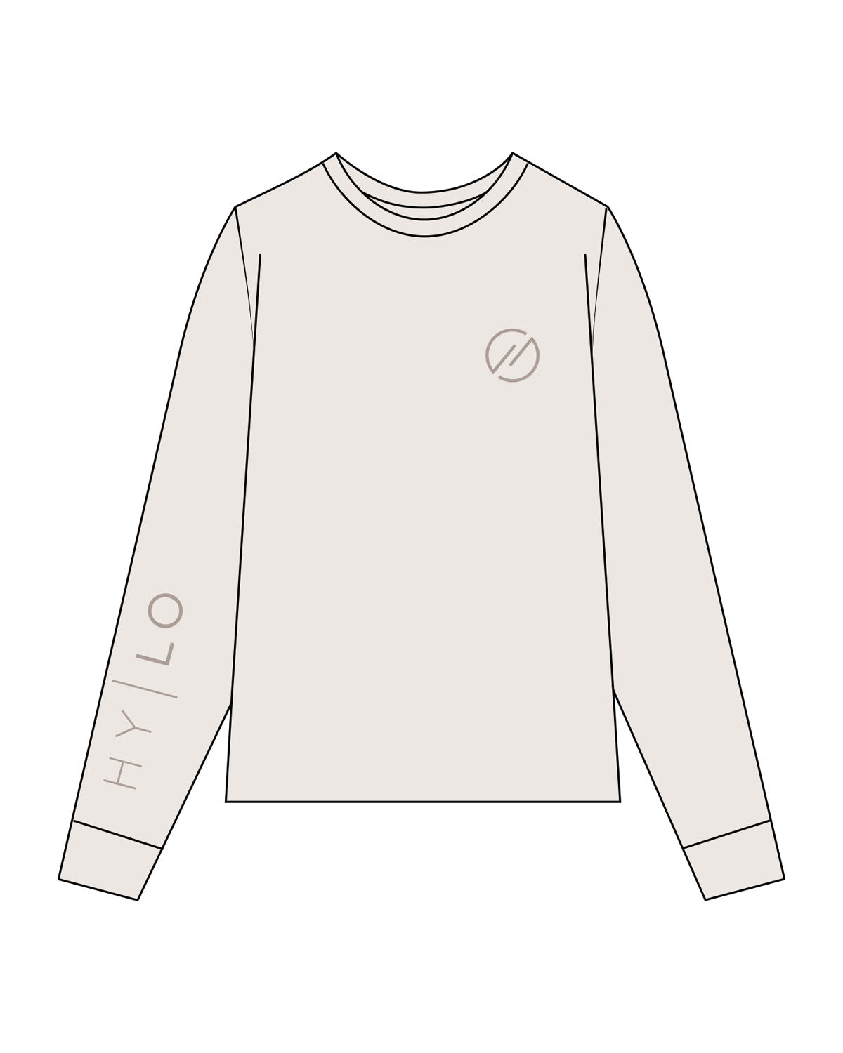 The Mens Long Sleeve - Bone - Hylo Fitness - Left Chest & Right Sleeve - Printed - Tone on Tone