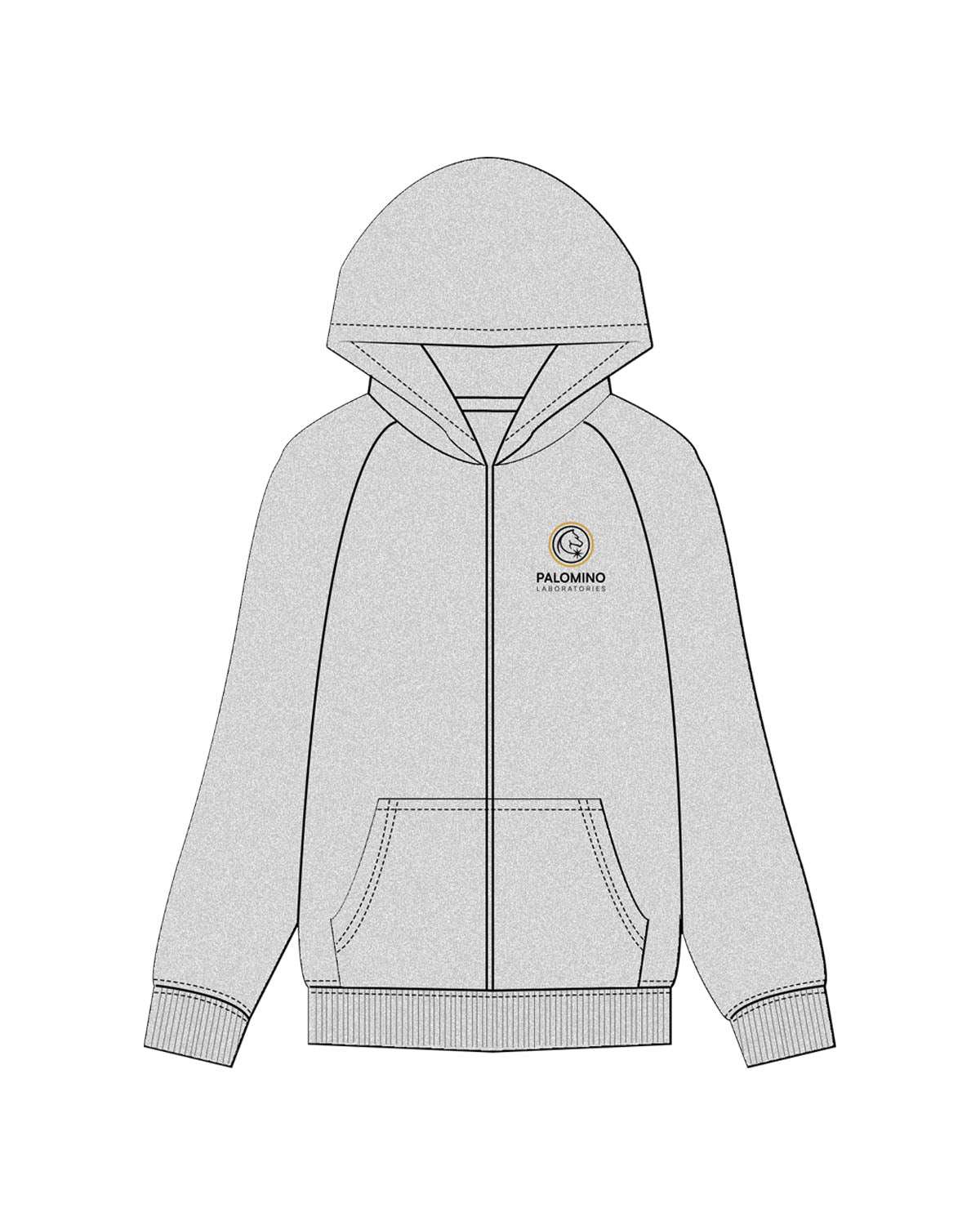 The Mens Zip Hoodie - Heather - Palomino Labs - Left Chest - Printed  - Full Color