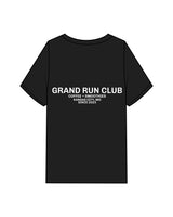 The Mens Heavyweight Tee - Black - Grand Co - Left & Right Upper Chest - Back Stacked "RUN CLUB" - Printed - White