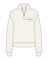 The Womens 1/4 Zip - Off White - Slow Burn - Left Chest Stacked - Black