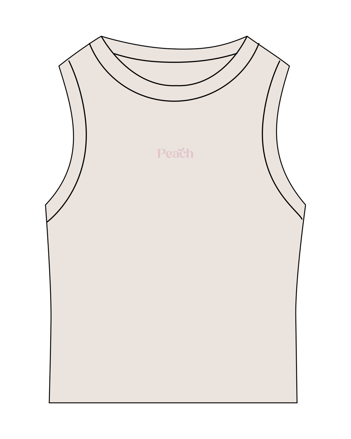 The Micro Rib Basic Crop Tank - Natural - Peach F.L - Center Chest - Printed - Pink