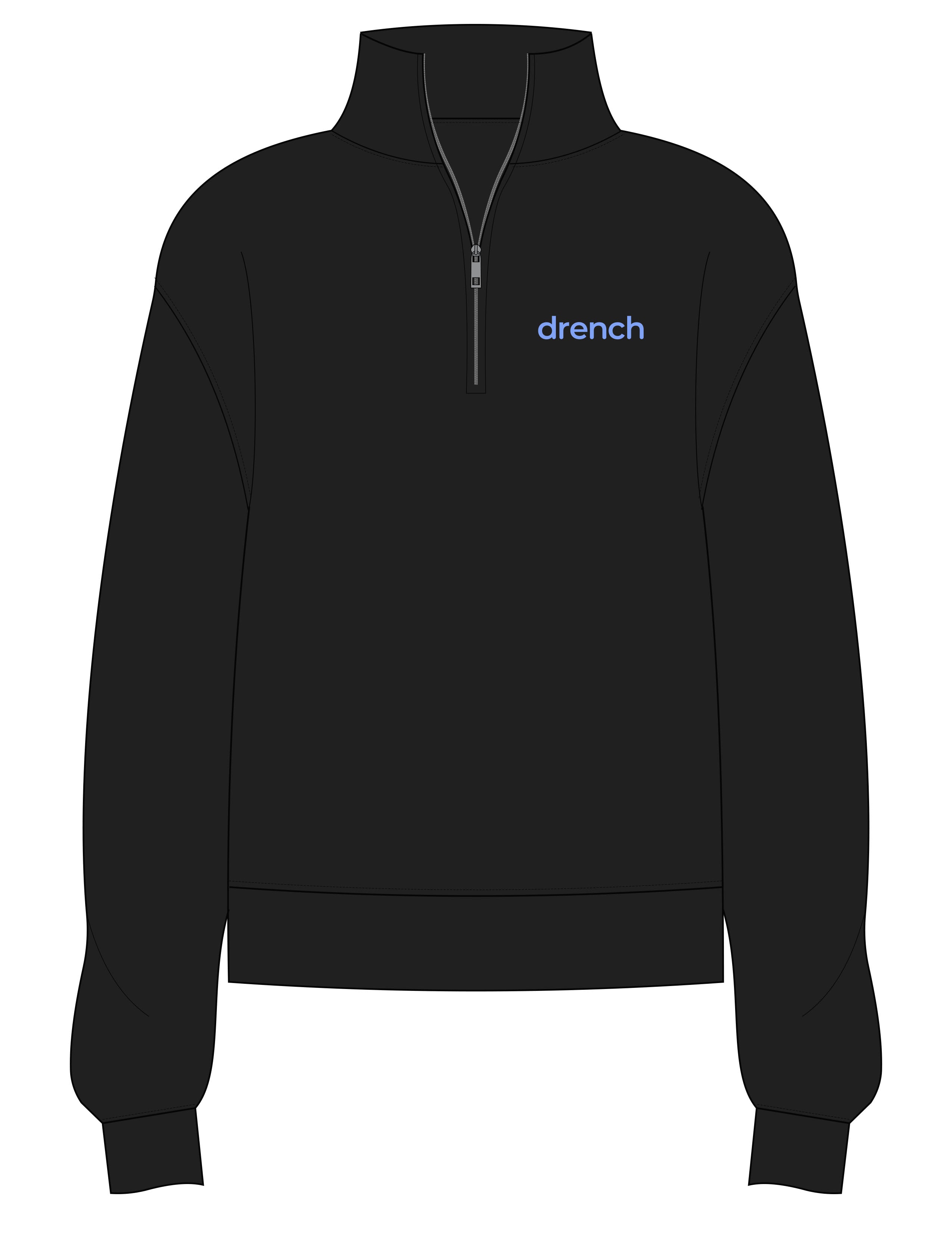 The Mens 1/4 Zip - Black - Drench - Left Chest - EMB - Periwinkle