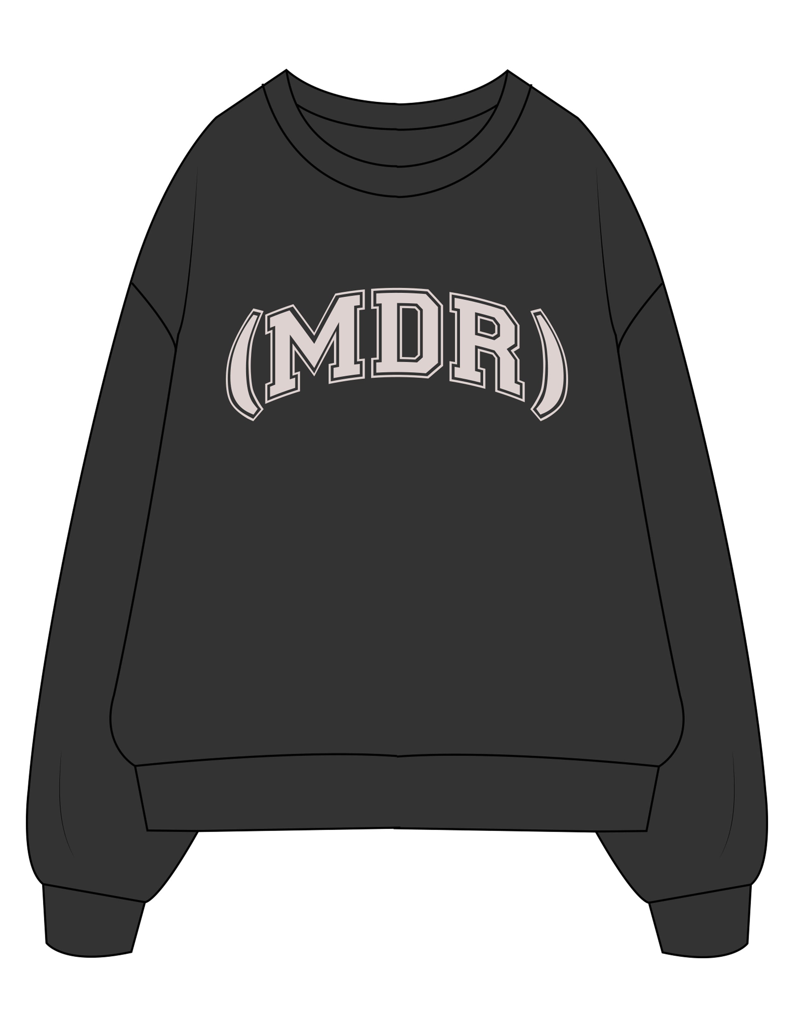 The Mens Crewneck - Washed Black - The Studio (MDR) - Center Chest - Printed - Bone