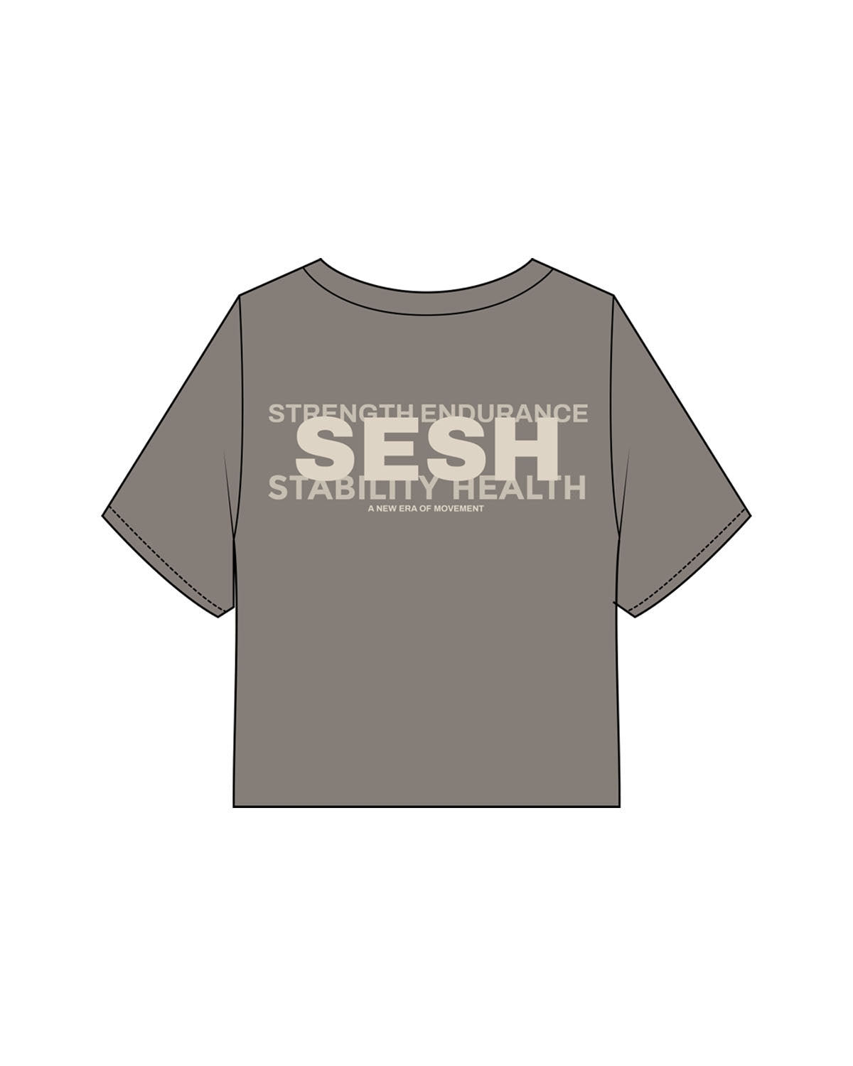 The Heavyweight Crop Tee - Washed Gray - Sesh Studio - Left Chest & Center Back Stacked - Off White