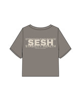 The Heavyweight Crop Tee - Washed Gray - Sesh Studio - Left Chest & Center Back Stacked - Off White