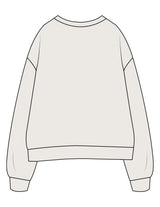 The Womens Crewneck - Bone - Powerhouse Fitness - Center Chest "PHF" - EMB - White