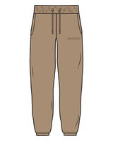 The Mens Classic Sweatpants - Sand - Bruehl - Left Leg - Text - Tone on Tone