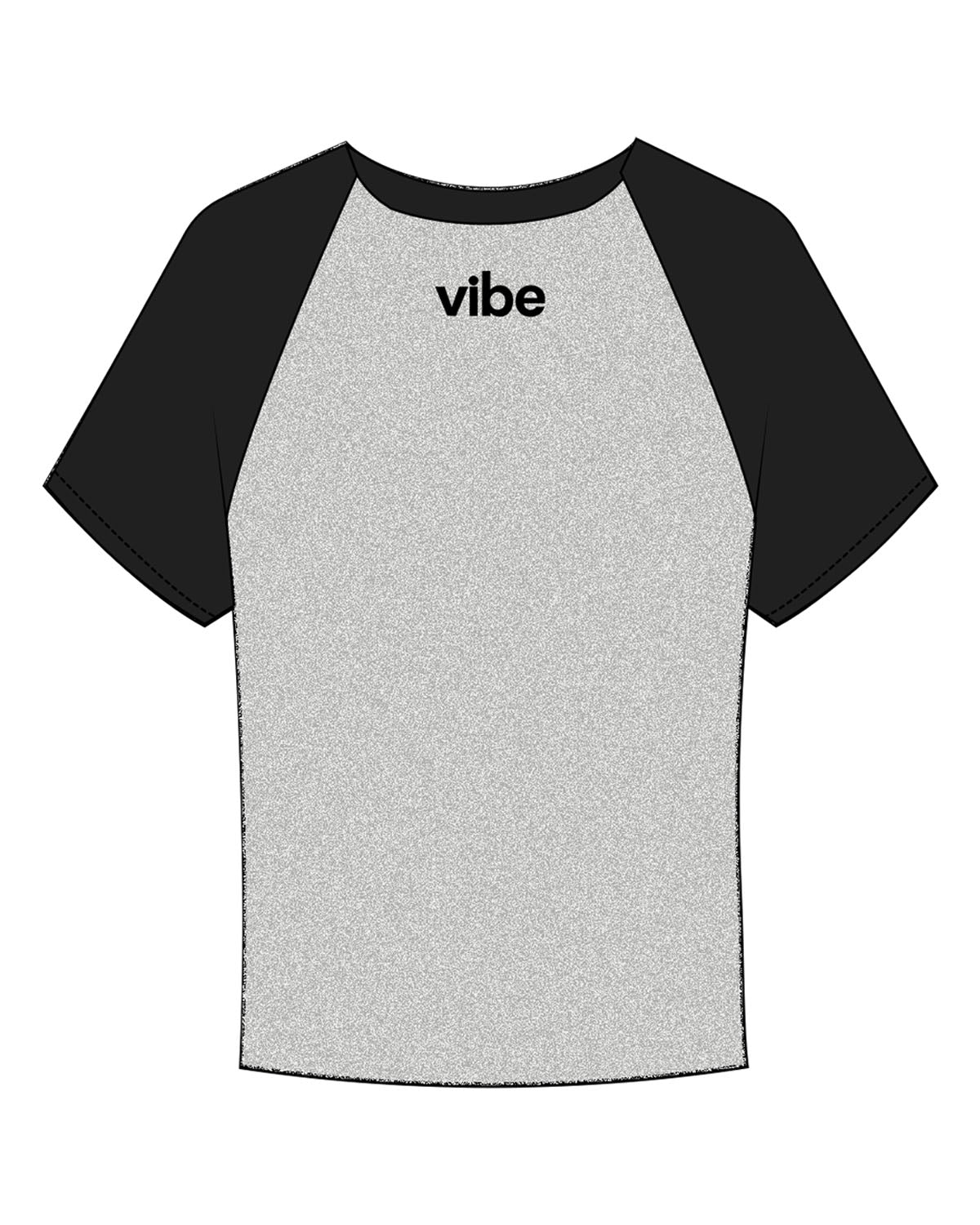 The Micro Rib Baby Tee - Heather / Black - Vibe Barre - Left Chest & Center Back Neckline - Printed - Black