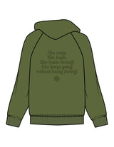 The Half Zip Hoodie - Olive - Balanced Self - Left Chest & Back Stacked - Printed - Dark Green