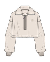 The Suede 1/2 Zip - Latte -  ZENERGY CYCLING - Left Chest - Embroidered- Tone on Tone Latte