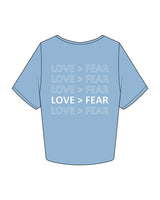 The Crop Tee - Carolina - Love > Fear - Center Chest & Back Stacked - Printed - White