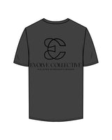 The Mens Tee - Charcoal - Evolve Collective - Left Chest & Back Stacked - Printed - Black
