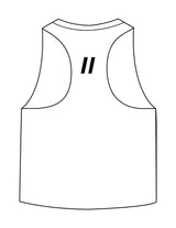 The Crop Muscle Racerback - White - Fit 5 - Center Chest Stacked & Center Back - Printed - Black