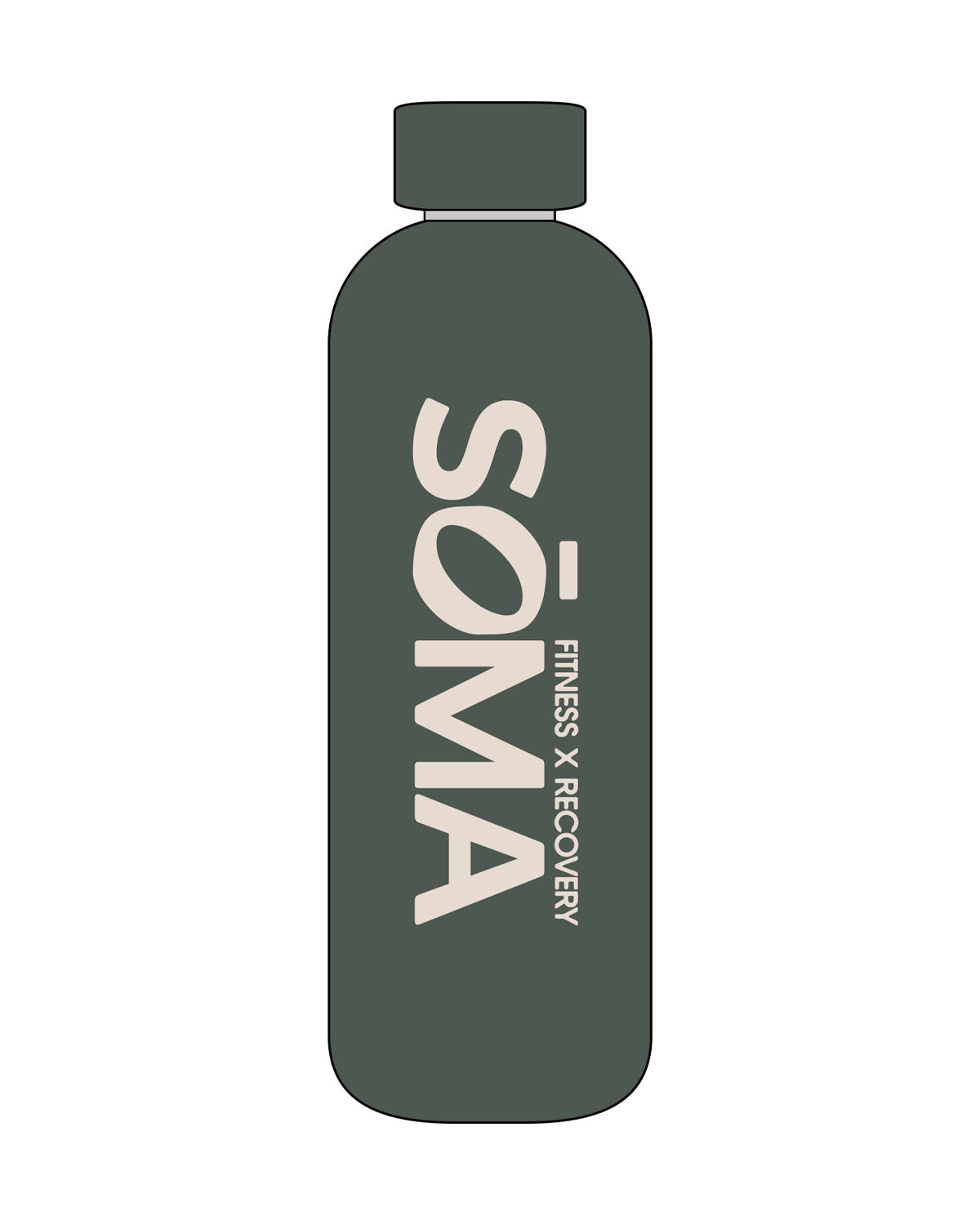 The Water Bottle - Forest - Soma Fitness x Recovery - Center Body Stacked - Printed - Ivory