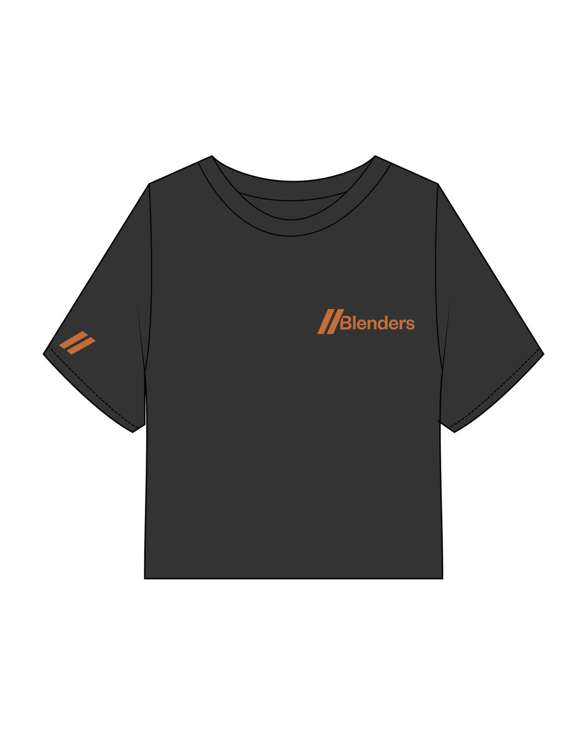 The Heavyweight Crop Tee - Washed Black - Blenders - Left Chest & Right Sleeve - Printed - UT Orange
