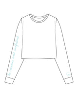 The Crop Long Sleeve - White - Squeeze Massage - Left Bottom Arm Round & Right Sleeve - Full Color
