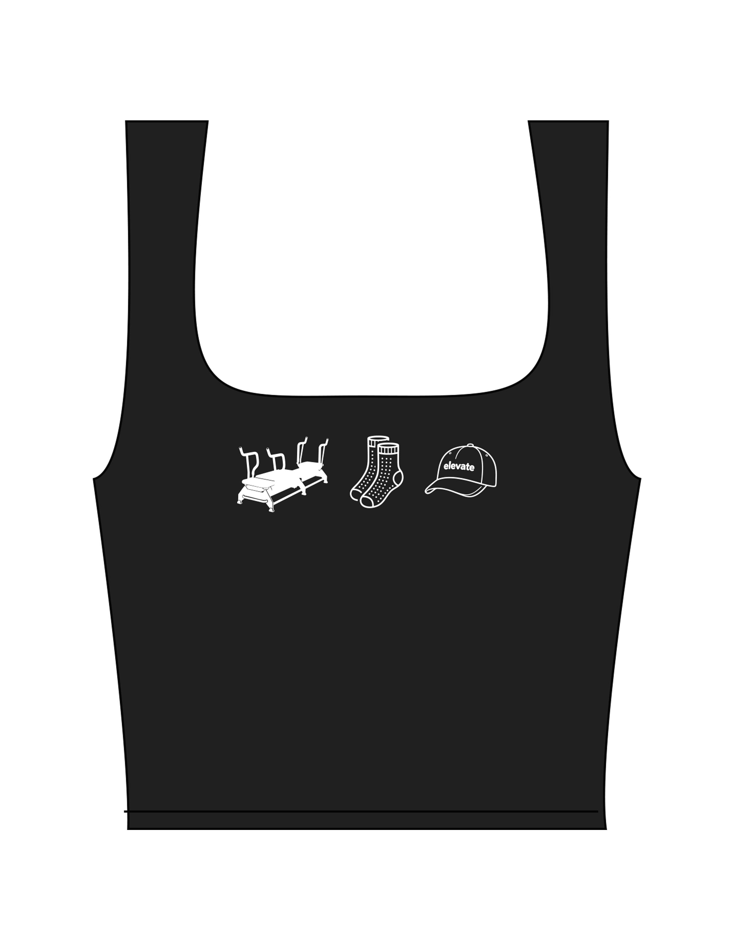 The Square Neck Tank - Navy - Elevate Training - Center Chest Images - Printed - White
