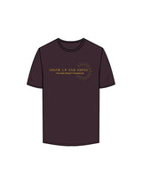 The Mens Tee - Plum - The Shine Project - Center Chest Stacked - Printed - Yellow