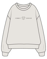 The Mens Crewneck - Washed Bone - Commit Fitness - Center Chest - Black