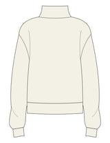 The Womens 1/4 Zip - Off White - Facial Collective - Left Chest Stacked - Printed - Gray