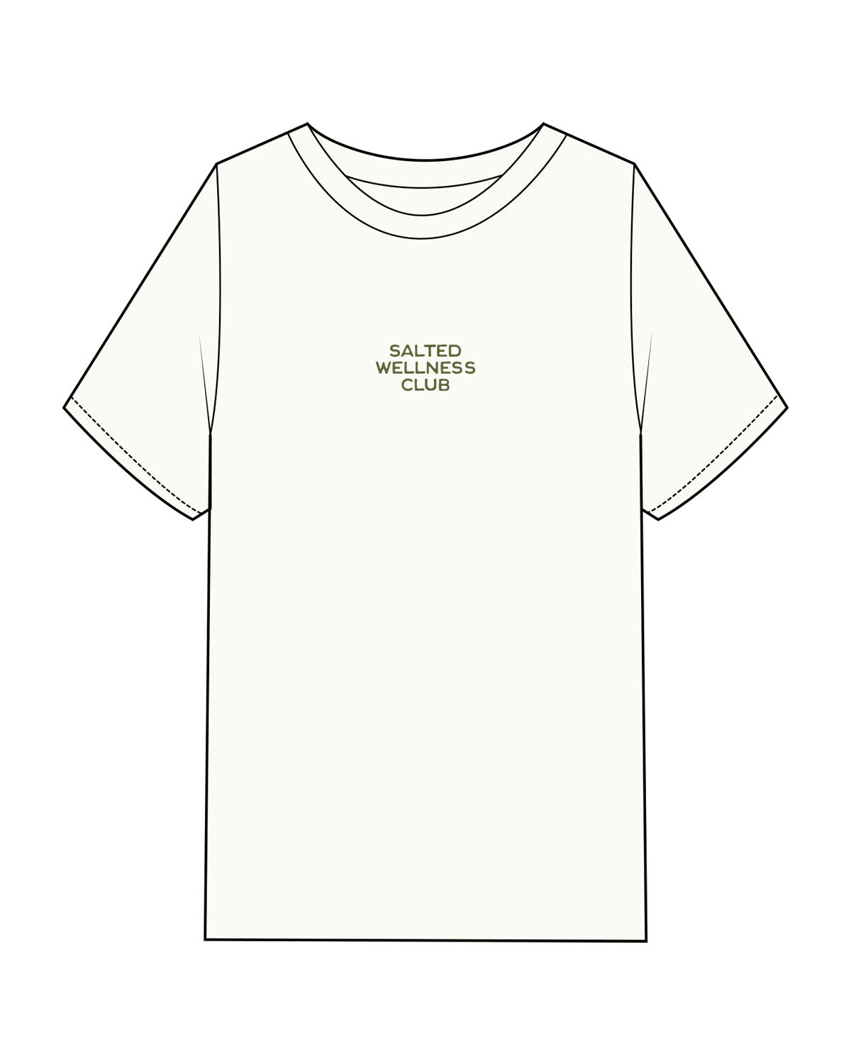 The Mens Heavyweight Tee - Off White - Salted Club - Chest - Embroidered - Olive Green