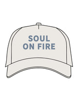 The Foam Trucker Hat - Bone - Plum Creek Church - Center Crown Stacked - Printed - Blue