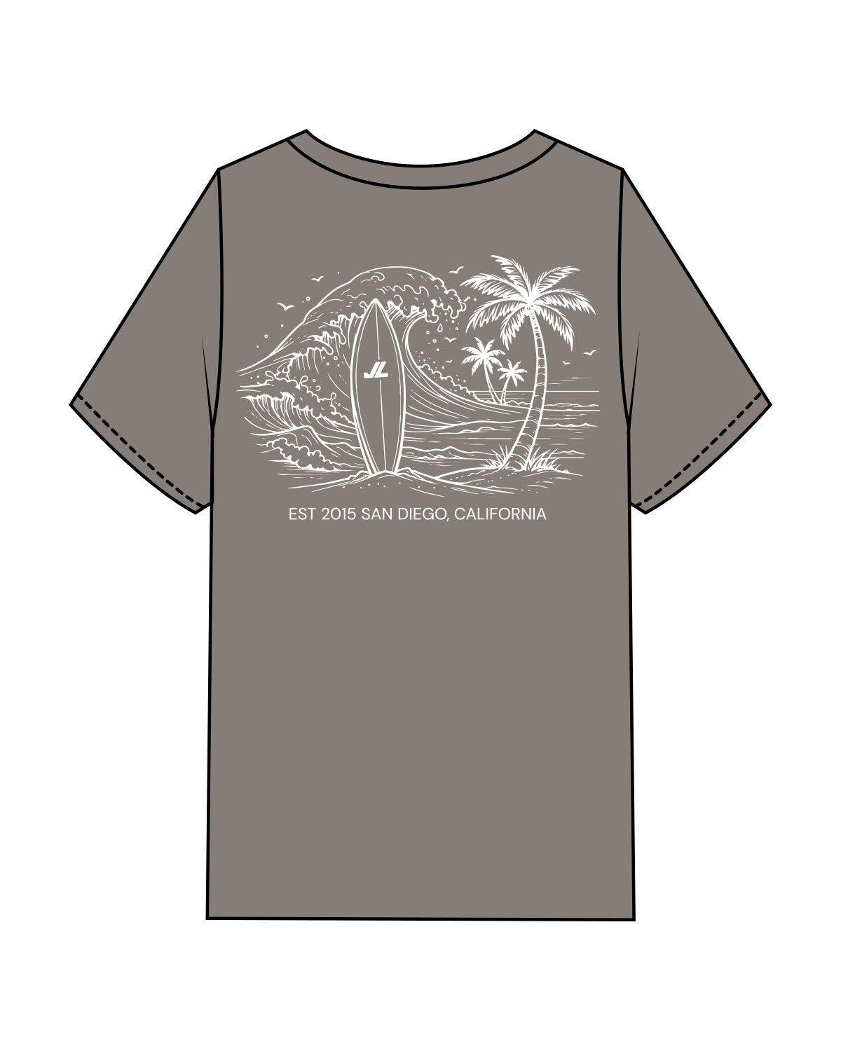 The Mens Heavyweight Tee - Washed Gray - JL Marketing - Left Chest & Back Image - Printed - White