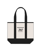 The Contrast Tote Bag - Natural / Black - 360 Wellness - Center Body Stacked - Printed - Black