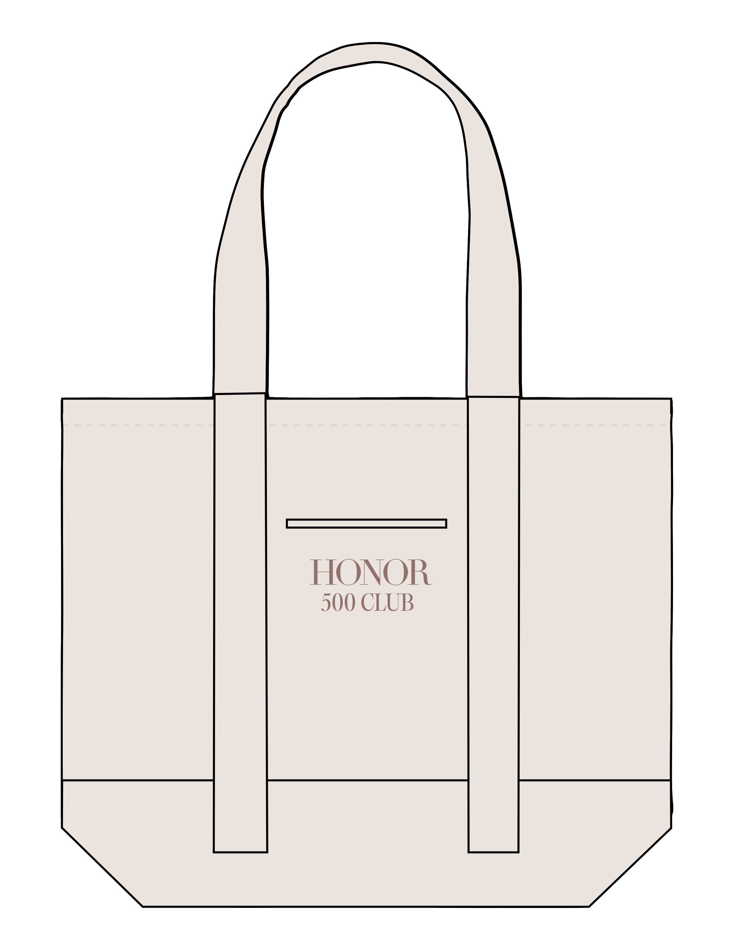 The Contrast Tote Bag - Natural / Natural - Honor Pilates - Center Body Stacked - EMB - Clay