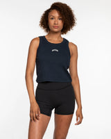The Ribbed Crop Tank - Navy - BODYROK Employee - Center Chest - Embroidered - Cream