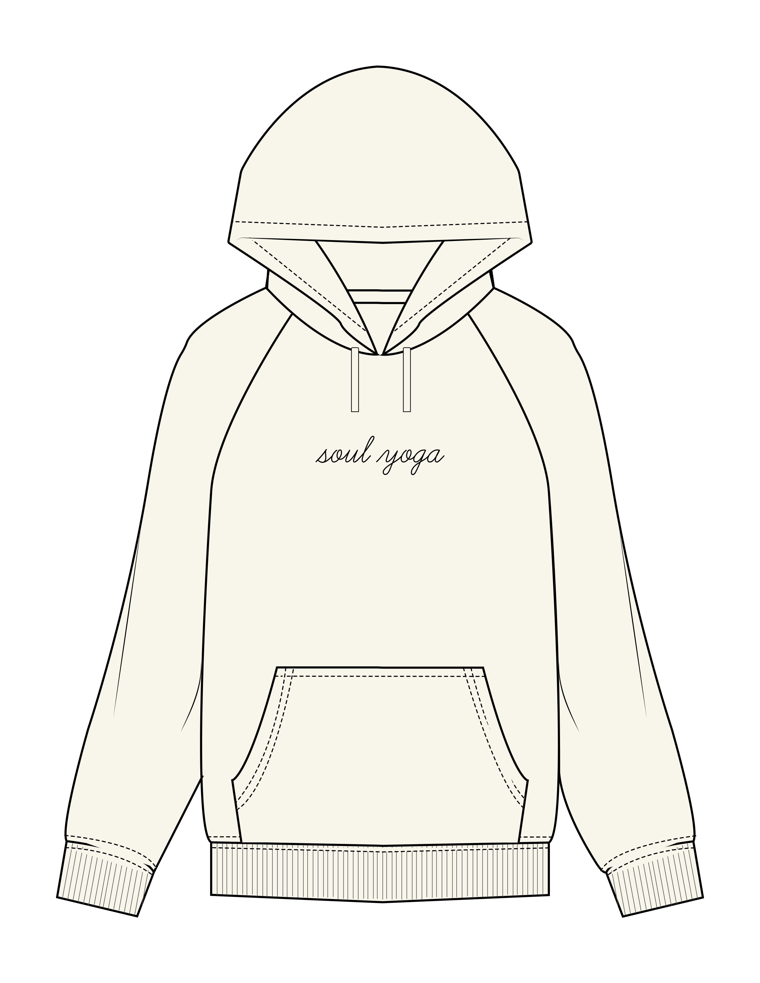 The Womens Heavyweight Hoodie - Off White - Soul Yoga - Center Chest - Printed - Black