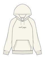The Womens Heavyweight Hoodie - Off White - Soul Yoga - Center Chest - Printed - Black